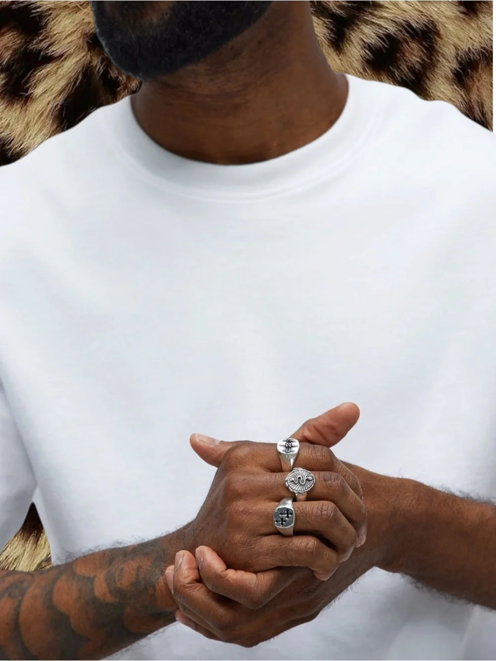 (OS) Fashion Nova Men Silver Tone Ring Set (6 Rings)